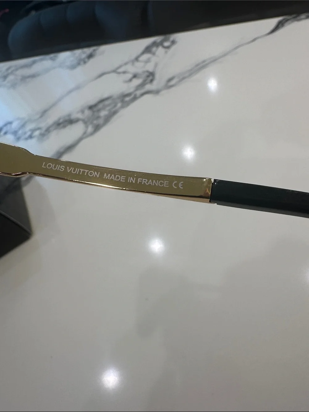 Louis Vuitton Black Sunglasses with Gold Trim - Men's Pilot Style